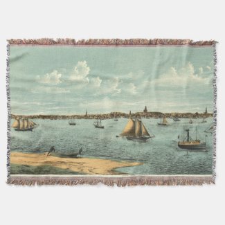 Vintage Pictorial Map of Provincetown (1887) Throw Blanket