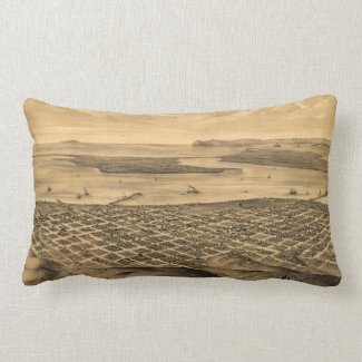 Vintage Pictorial Map of San Diego (1876) Throw Pillow