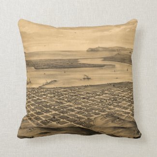 Vintage Pictorial Map of San Diego (1876) Pillows