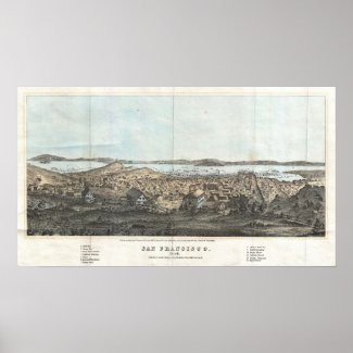 Vintage Pictorial Map of San Francisco (1854) Poster