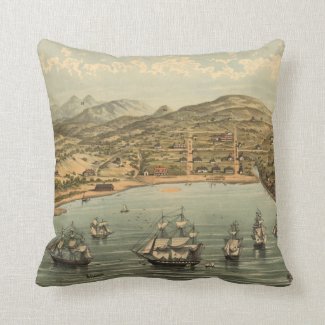 Vintage Pictorial Map of San Francisco (1884) Pillows