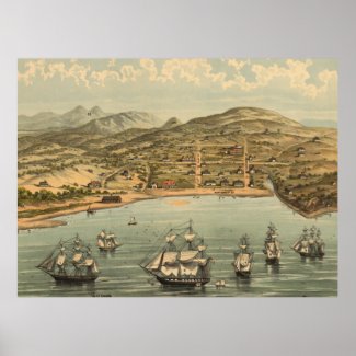 Vintage Pictorial Map of San Francisco (1884) Print
