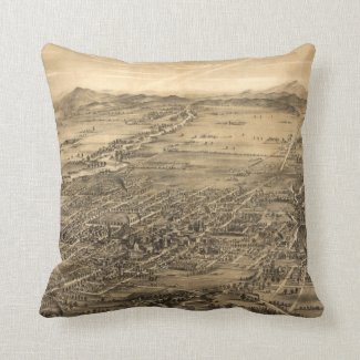 Vintage Pictorial Map of San Jose CA (1869) Throw Pillows