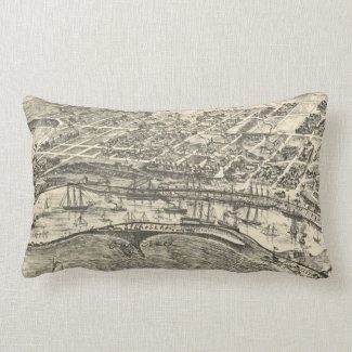 Vintage Pictorial Map of San Pedro (1902) Throw Pillow