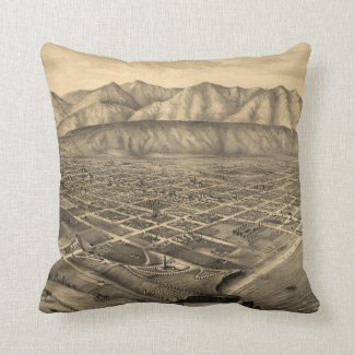 Vintage Pictorial Map of Santa Barbara CA (1877) Throw Pillows