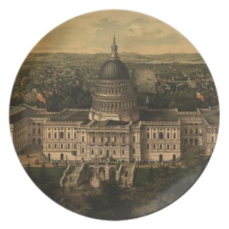 Vintage Pictorial Map of Washington D.C. (1857) Dinner Plate