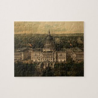 Vintage Pictorial Map of Washington D.C. (1857) Jigsaw Puzzles