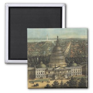 Vintage Pictorial Map of Washington D.C. (1871) Magnet