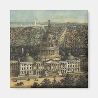 Vintage Pictorial Map of Washington D.C. (1871) Magnet