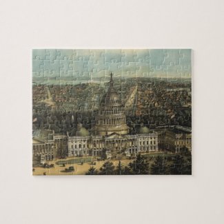 Vintage Pictorial Map of Washington D.C. (1871) Jigsaw Puzzle