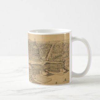 Vintage Pictorial Map of Washington D.C. (1872) Coffee Mugs