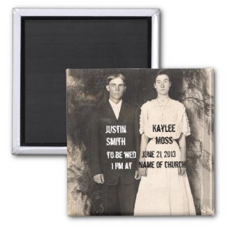 Vintage Picture of Bride and Groom Save the Date Fridge Magnet