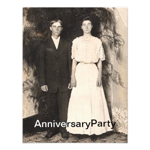 Vintage Picture of Husband and Wife Anniversary Personalized Announcements