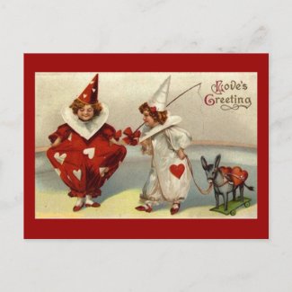 Vintage Pierrots Valentine Postcard postcard