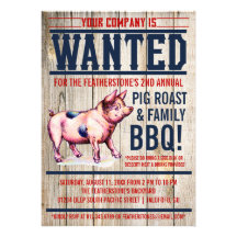 Vintage Pig Roast Family BBQ Invitations
