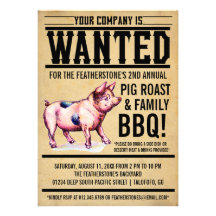 Vintage Pig Roast Family BBQ Invitations