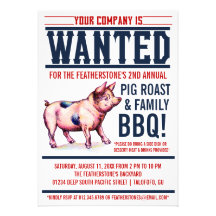 Vintage Pig Roast Family BBQ Invitations