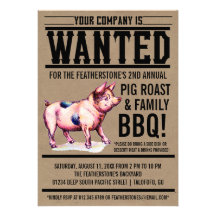Vintage Pig Roast Family BBQ Invitations