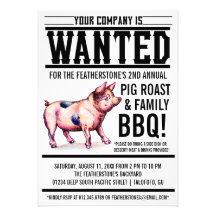 Vintage Pig Roast Family BBQ Invitations
