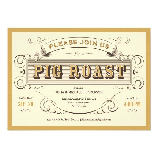Vintage Pig Roast Invitations
