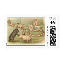 vintage piggies in play stamp