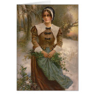 Vintage Pilgrim Woman Greeting Cards