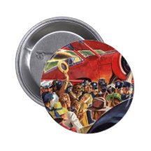 Vintage Pilot, Woman and Airplane with Paparazzi Pinback Buttons
