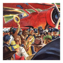 Vintage Pilot, Woman and Airplane with Paparazzi Personalized Announcement
