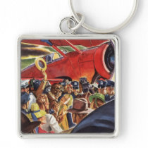 Vintage Pilot, Woman and Airplane with Paparazzi Key Chain