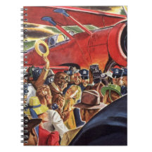 Vintage Pilot, Woman and Airplane with Paparazzi Spiral Note Books