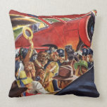 Vintage Pilot, Woman and Airplane with Paparazzi Throw Pillows