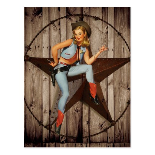 Vintage Pin Up Cowgirl Country Fashion Postcard Zazzle 4450