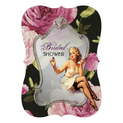 vintage pin up girl retro Bridal Shower Tea Party Personalized Invite