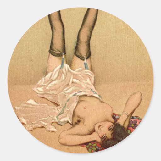 Vintage Pin Up Girl Round Sticker