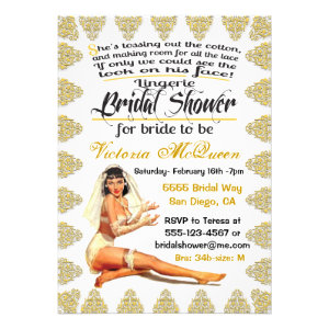 Vintage Pin Up Lingerie Bridal Shower Invitations
