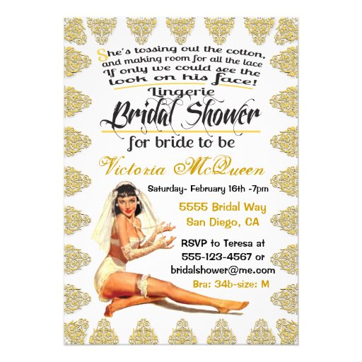 Vintage Pin Up Lingerie Bridal Shower Invitations