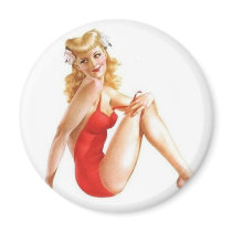 vintage pin up red fridge magnets