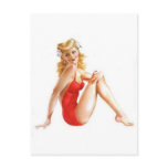 vintage pin up red postcard