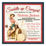 Vintage Pin up Rockabilly Cowgirl Bridal Shower Personalized Invites