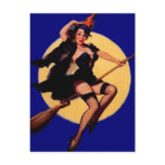 Vintage Pin Up Witch Postcard