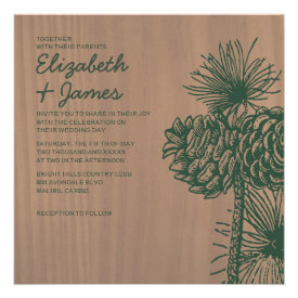 Vintage Pine Cones Wedding Invitations Personalized Announcement