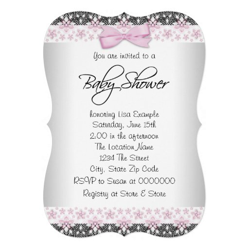 Vintage Pink and Gray Baby Girl Shower Personalized Announcement