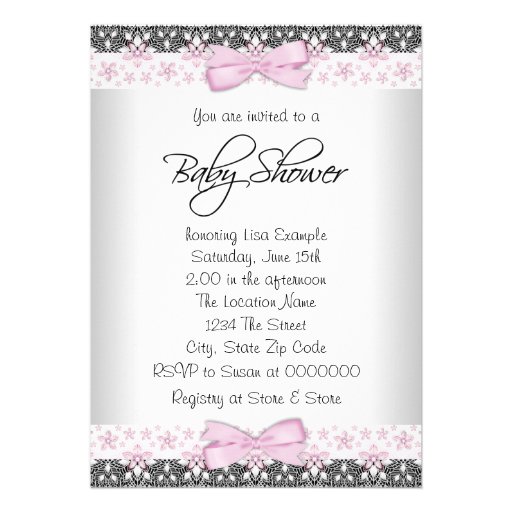 Vintage Pink and Gray Baby Girl Shower Personalized Invitations