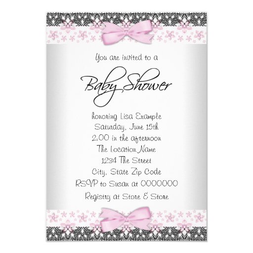 Vintage Pink and Gray Baby Girl Shower Invites