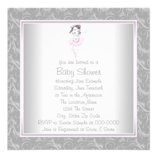 Vintage Pink and Gray Baby Shower Custom Announcements
