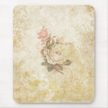 Vintage Pink and Ivory Rose Mousepad