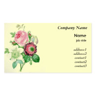 vintage pink and white flowers business card