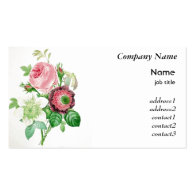 vintage pink and white flowers business cards