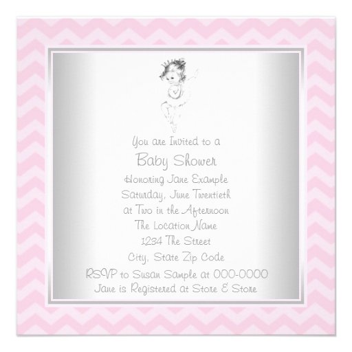 Vintage Pink Ballerina Princess Baby Shower Invite
