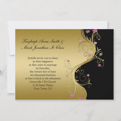 golden wedding invitation